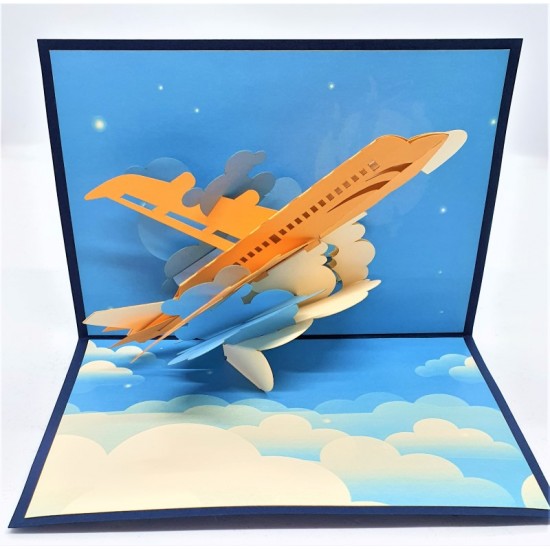 Handmade 3D Pop Up Card Passenger Jet Aircraft Airline airplane Aviation Birthday Graduation Exam Pass Pilot Father's Day Wedding Anniversary Valentine's Day