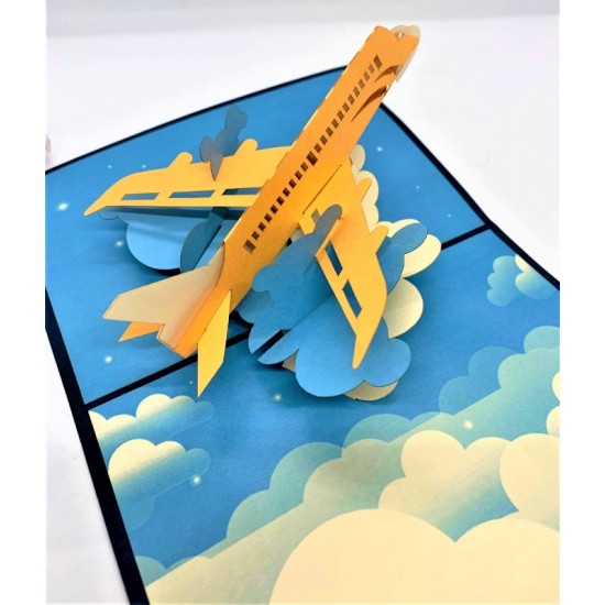 Handmade 3D Pop Up Card Passenger Jet Aircraft Airline airplane Aviation Birthday Graduation Exam Pass Pilot Father's Day Wedding Anniversary Valentine's Day