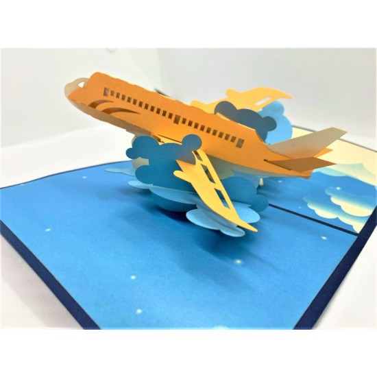 Handmade 3D Pop Up Card Passenger Jet Aircraft Airline airplane Aviation Birthday Graduation Exam Pass Pilot Father's Day Wedding Anniversary Valentine's Day