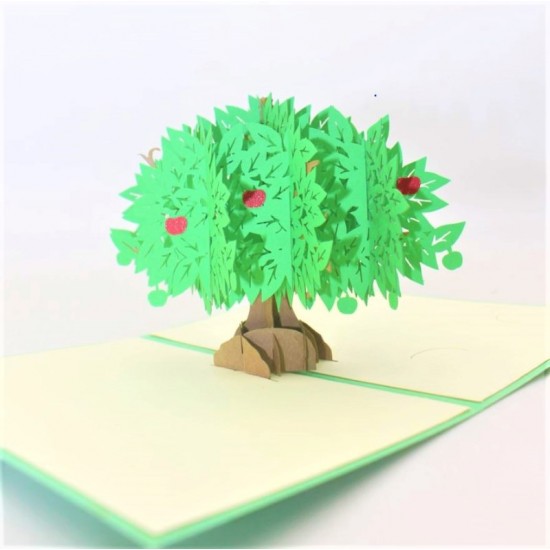 Handmade 3d Pop Up Card Apple Tree Birthday Wedding Anniversary Valentine's Day Mother's Day Holiday Invitation Gift Greetings Decorations