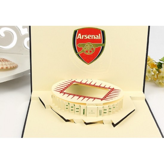 Handmade 3D Pop Up Card Arsenal Football Club Emirates Stadium Happy Birthday Valentines Day Father's Day Wedding Anniversary Graduation Thank you Retirement Love Friendship