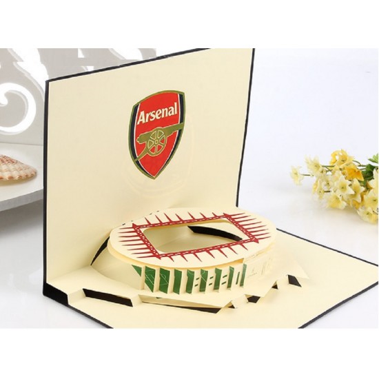 Handmade 3D Pop Up Card Arsenal Football Club Emirates Stadium Happy Birthday Valentines Day Father's Day Wedding Anniversary Graduation Thank you Retirement Love Friendship