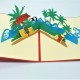 Handmade 3D Pop Up Card Tropical Island Beach Holiday,happy Birthday,wedding Anniversary,valentine's Day,father's Day,mother's Day,outdoor Invitation