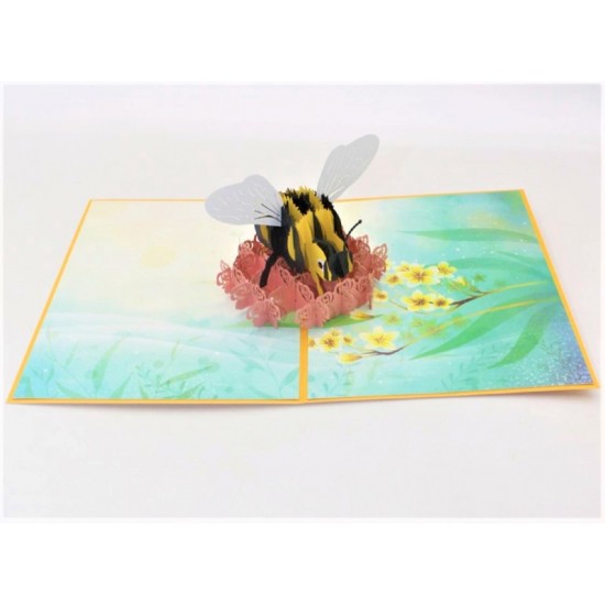 Handmade 3d Pop Up Card Bee Flower Birthday,valentine's Day,mother's Day,wedding Anniversary,friendship,blank Greetings,thank You,celebrations Card