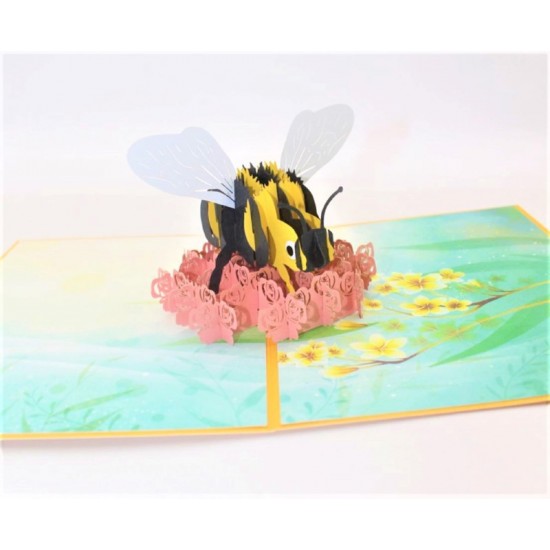 Handmade 3d Pop Up Card Bee Flower Birthday,valentine's Day,mother's Day,wedding Anniversary,friendship,blank Greetings,thank You,celebrations Card