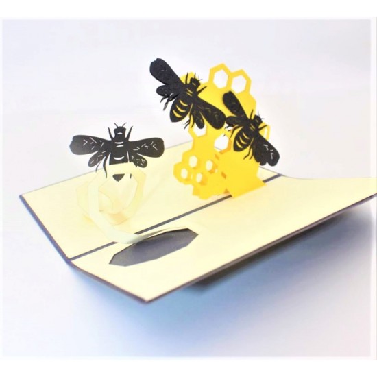 Handmade 3D Pop Up Card Bee Be Mine Birthday Card Wedding Anniversary Valentine's Day Engagement Proposal Retirement Thank You Card Greetings