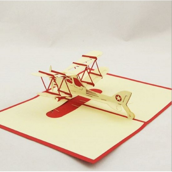 Handmade 3d Pop Up Card Birthday Greeting,wedding Anniversary,valentines Day,father's Day,vintage Biplane Wwi Aircraft Wings Aeroplane Love