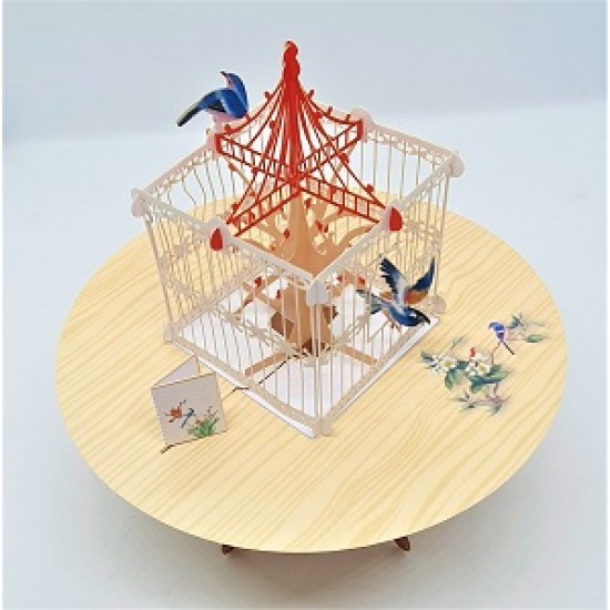 4D Pop Up Greeting Card Bird Cage Table Birthday Valentines Day Wedding Anniversary Engagement Father's Day Mother's Day Christmas Proposal Garden Show Invitation