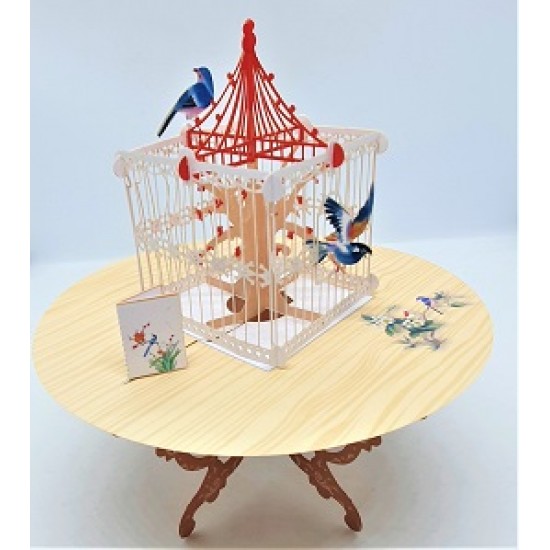 4D Pop Up Greeting Card Bird Cage Table Birthday Valentines Day Wedding Anniversary Engagement Father's Day Mother's Day Christmas Proposal Garden Show Invitation