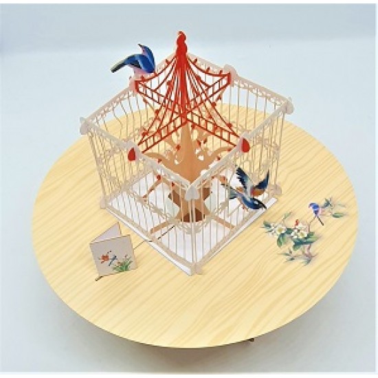 4D Pop Up Greeting Card Bird Cage Table Birthday Valentines Day Wedding Anniversary Engagement Father's Day Mother's Day Christmas Proposal Garden Show Invitation