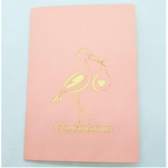 Handmade 3d Pop Up Card Stork Bird Baby Delivery,new Born Baby Card,baby Shower Card,baby Birth Card,congratulations Card To The Parents