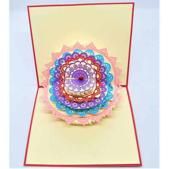 Handmade 3d Pop Up Card Colourful Lace Happy Birthday Cake,kid Child,daughter,card For Girlfriend Daughter Mother Wife Partner Grandmother Friend Family Love