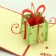 Handmade 3d Pop Up Birthday Card Green Giftbox Red Bow Star Vintage Elegant Laser Cut Papercraft Origami Gife Desk Ornament Love Friendship