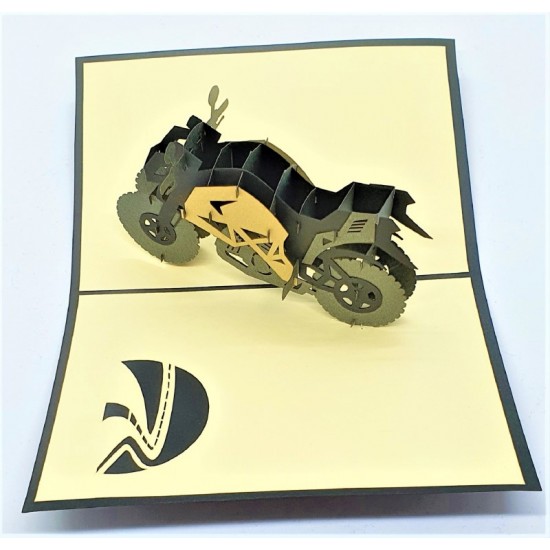 Handmade 3d Pop Up Card Black Motorbike Birthday Gift Wedding Anniversary Valentine's Day Father's Day Graduation Blank Greeting Cards