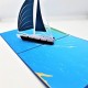 Handmade 3d Pop Up Card Blue Sailing Boat Sea Ocean Birthday Wedding Anniversary Father's Day Valentine's Day Graduation Moving Leaving Travelling Holiday