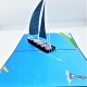 Handmade 3d Pop Up Card Blue Sailing Boat Sea Ocean Birthday Wedding Anniversary Father's Day Valentine's Day Graduation Moving Leaving Travelling Holiday