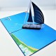 Handmade 3d Pop Up Card Blue Sailing Boat Sea Ocean Birthday Wedding Anniversary Father's Day Valentine's Day Graduation Moving Leaving Travelling Holiday