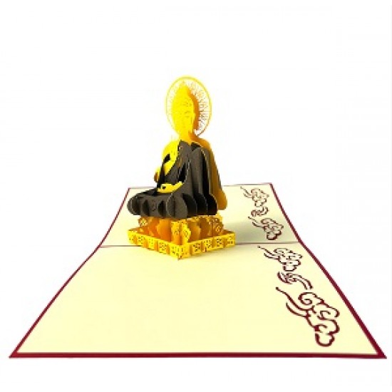 Handmade 3D Pop Up Card Buddha Birthday Religious Card Father's Day Mother's Day Anniversary New Home Good Luck Blank card