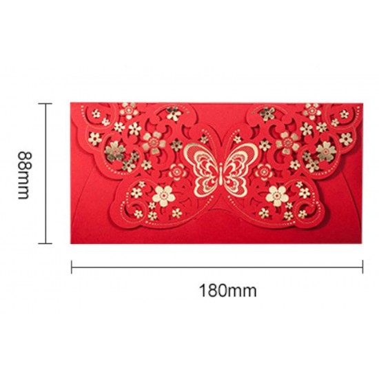 6 Gold Leaf Sakura Cherry Blossom Butterfly Laser Cut Red Lace Red Money Envelope Hong Bao,wedding,anniversary,birthday,new Year,baby Shower