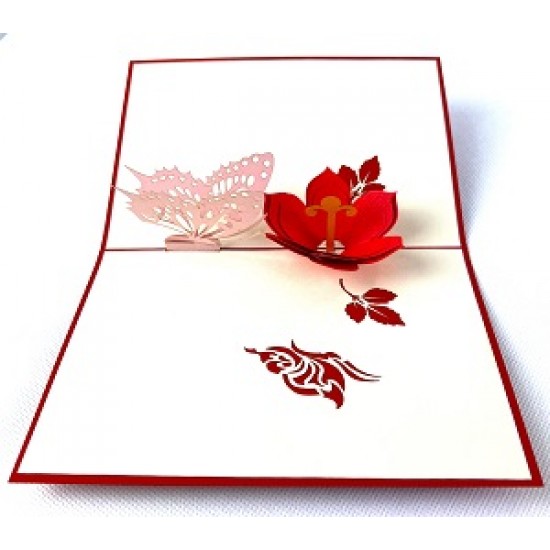 Handmade 3D Pop Up Butterfly Flower Card Birthday Valentine's Day Mother's Day Wedding Anniversary Thank You Leaving Sympathy Blank Celebrations Card