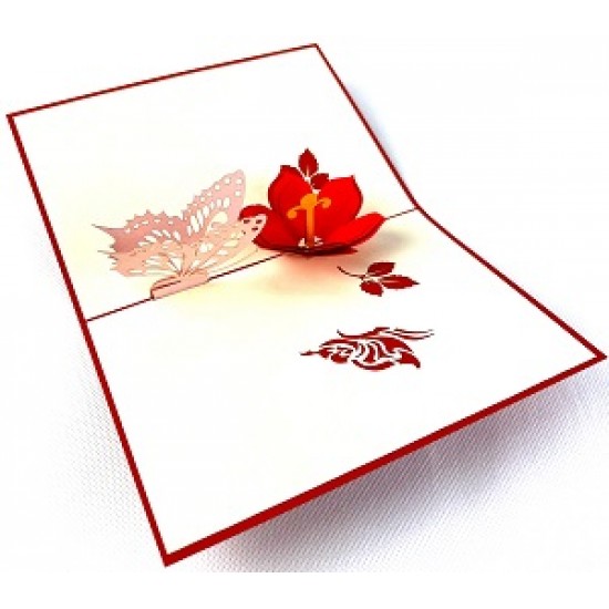 Handmade 3D Pop Up Butterfly Flower Card Birthday Valentine's Day Mother's Day Wedding Anniversary Thank You Leaving Sympathy Blank Celebrations Card