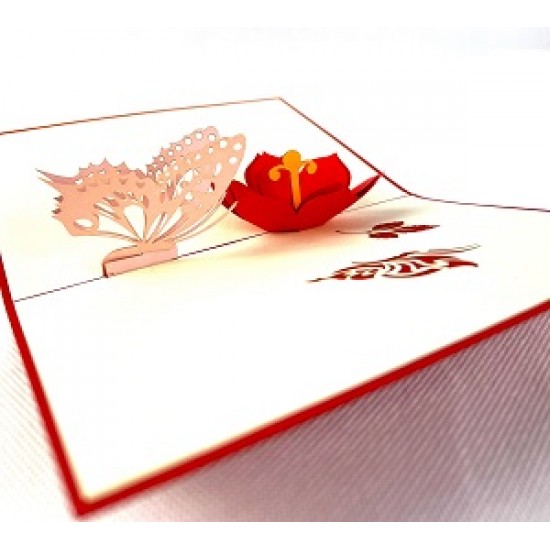 Handmade 3D Pop Up Butterfly Flower Card Birthday Valentine's Day Mother's Day Wedding Anniversary Thank You Leaving Sympathy Blank Celebrations Card