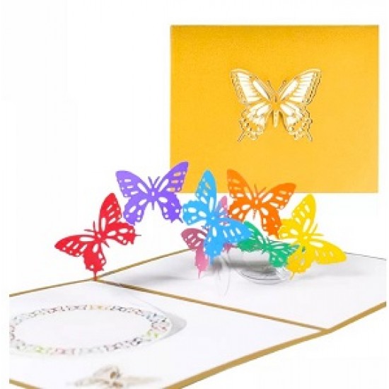 Handmade 3D Pop Up Card Butterfly Birthday Valentines Mother's Day Wedding Anniversary Baby Birth Christening Engagement Party Invitation