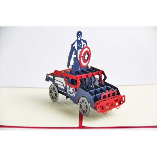 Handmade 3D Pop Up Card Captain America Birthday Wedding Anniversary Halloween Father's Day Mother's Day Valentines Day 