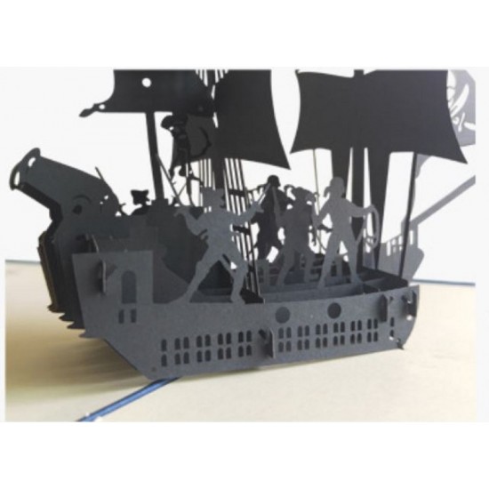 Handmade 3d Pop Up Birthday Card Caribbean Pirate Boat Ship Jolly Roger War Fight Father's Day Halloween Stag Night Leaving Party Invitation