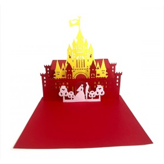 Handmade 3d Pop Up Card Wedding Invitation Princess Prince Fairy Tale Castle Palace Bride Groom Gift Congratulations Big Day