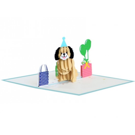 Handmade 3d Pop Up Card Dog First Birthday Celebration Party Invitation Kid Child Gift Balloon