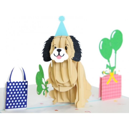 Handmade 3d Pop Up Card Dog First Birthday Celebration Party Invitation Kid Child Gift Balloon