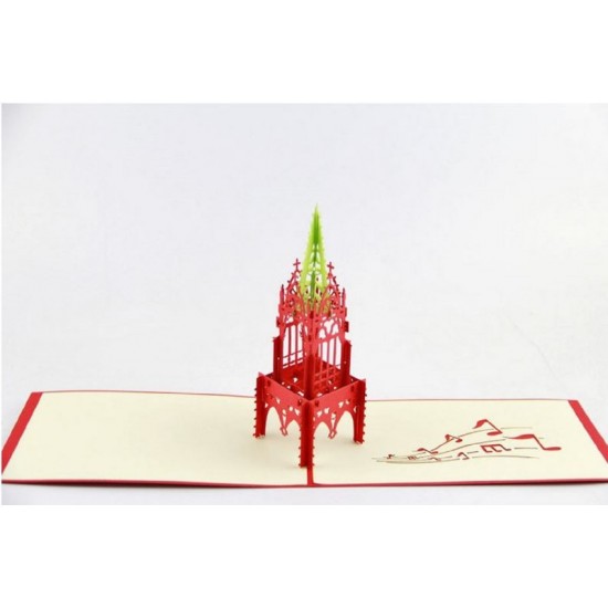 Handmade 3d Pop Up Greeting Card Music Angel Church Bell Tower Christmas Papercraft Gift