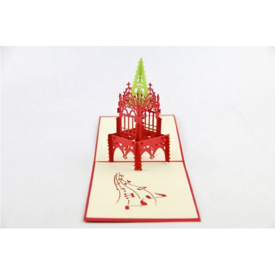 Handmade 3d Pop Up Greeting Card Music Angel Church Bell Tower Christmas Papercraft Gift