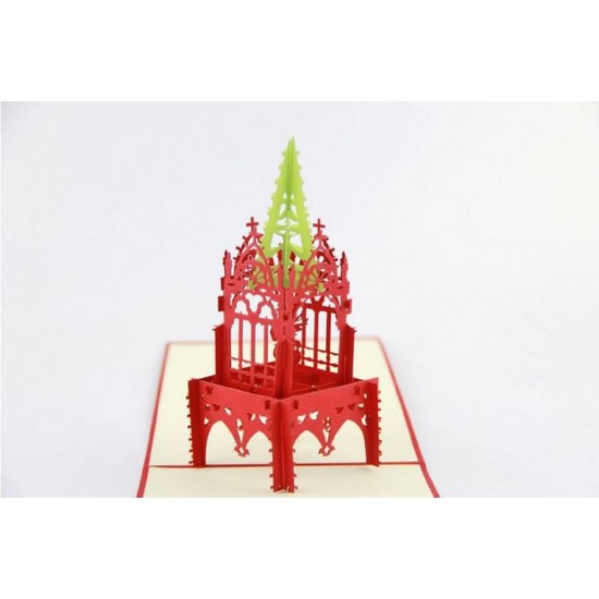 Handmade 3d Pop Up Greeting Card Music Angel Church Bell Tower Christmas Papercraft Gift