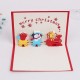 Handmade 3D pop up card Merry Christmas vintage steam train gift delivery jolly snowman reindeer snowflakes gift love kid child friendship