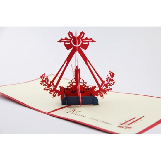 Handmade 3D Pop up card Christmas Candle Light Greeting Cards, Xmas Cards, Seasonal Cards, Gift, Paper Ornament and Decorations.