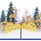 Handmade 3d Pop Up Christmas Card Reindeer Family Forest Tree Outdoor Snowflake Country Cottage Table Ornament Home Decoration Greeting Gift