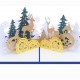 Handmade 3d Pop Up Christmas Card Reindeer Family Forest Tree Outdoor Snowflake Country Cottage Table Ornament Home Decoration Greeting Gift