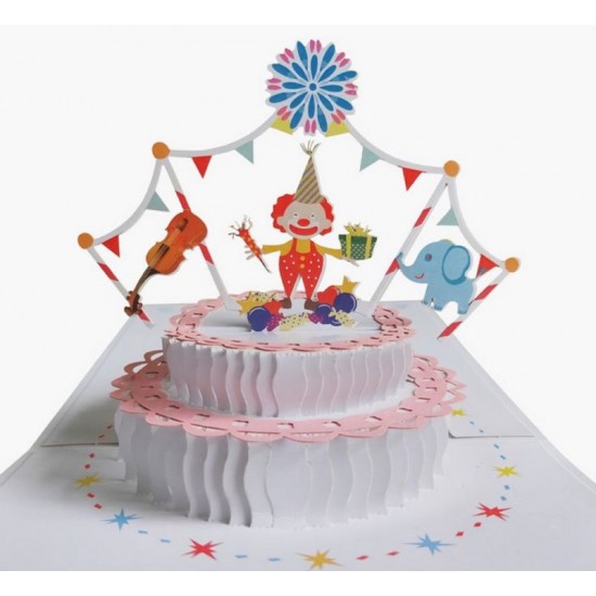 Handmade 3d Pop Up Card Circus Clown Canvas Bell Tent Unicycle Happy Birthday Origami Greetings Kid Child Son Daughter Party Invitation