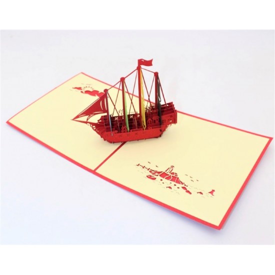 Handmade 3d Pop Up Card Vintage Medieval Galleon Boat War Ship Battleship Birthday Wedding Anniversary Mother's Day Father's Day Moving Home