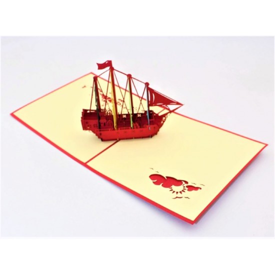 Handmade 3d Pop Up Card Vintage Medieval Galleon Boat War Ship Battleship Birthday Wedding Anniversary Mother's Day Father's Day Moving Home