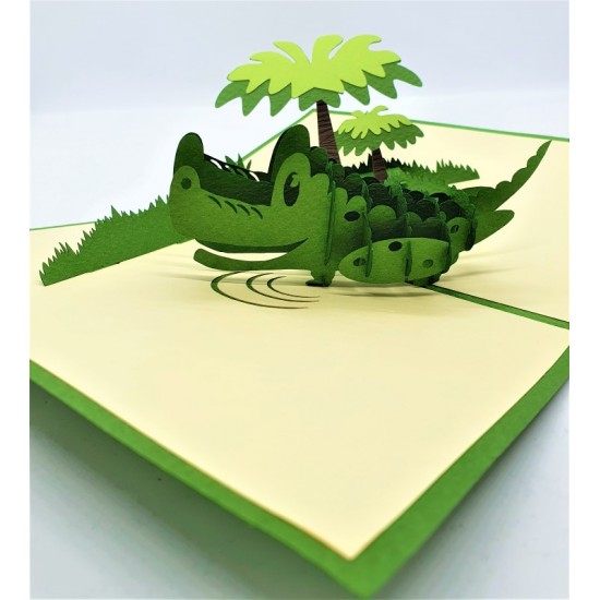 Handmade 3d Pop Up Card Crocodile Happy Birthday Card,father's Day Card,kid Child Party Invitation,wedding Anniversary Card,baby Shower Birth Card,holiday Card