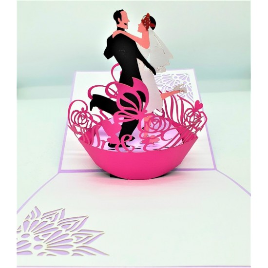 Handmade 3d Pop Up Wedding Card Bride Groom Couple Love Dancing Big Day Gift Wedding Anniversary Vintage Congratulations Cards