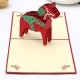 Handmade 3d Pop Up Popup Greeting Card Swedish Dala Horse Dalecarlian Horse Red Birthday, Anniversary, Wedding Anniversary, Father's Day, Mother's Day, Halloween, Christmas, New Year Eve, Graduation, Move Home, Housewarming, Change Job, Valentines Day Gif