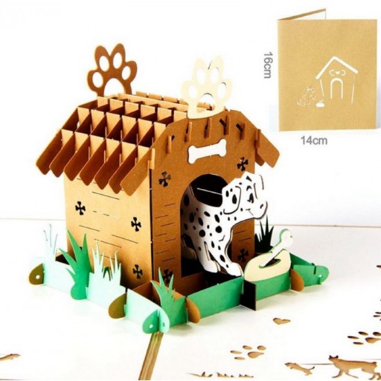 Handmade 3d Pop Up Birthday Card Dalmatians Dog House,mother's Day,father's Day,wedding Anniversary,new Home Housewarming Party Invitation