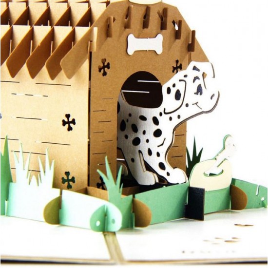 Handmade 3d Pop Up Birthday Card Dalmatians Dog House,mother's Day,father's Day,wedding Anniversary,new Home Housewarming Party Invitation