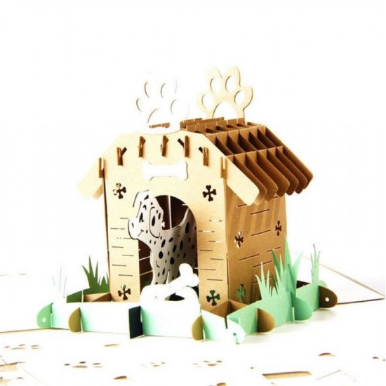 Handmade 3d Pop Up Birthday Card Dalmatians Dog House,mother's Day,father's Day,wedding Anniversary,new Home Housewarming Party Invitation