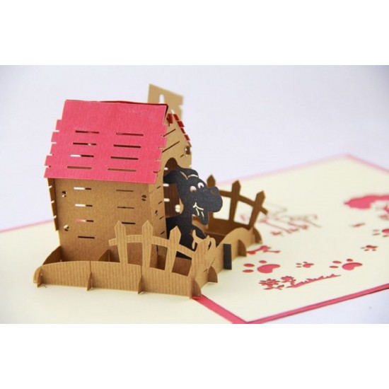 Handmade 3d Pop Up Card Dog House Pet Animal Love Country Birthday Wedding Anniversary,valentines Day,christmas,father's Day,mother's Day