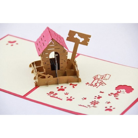 Handmade 3d Pop Up Card Dog House Pet Animal Love Country Birthday Wedding Anniversary,valentines Day,christmas,father's Day,mother's Day